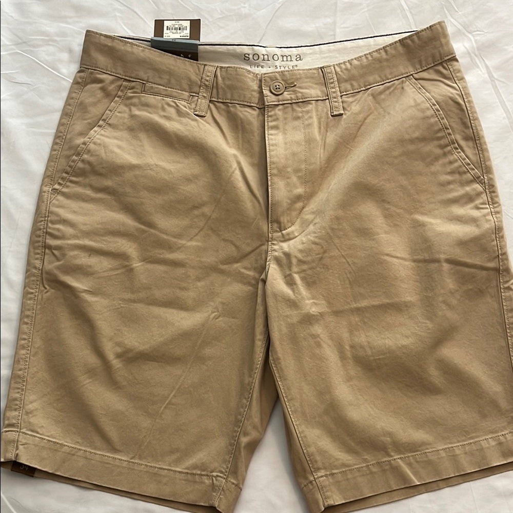Sonoma Men's Khaki Flat Front Shorts